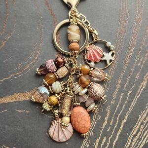 Coastal Seashell-inspired Purse Charm or Keychain Sea Ocean Beach Handcrafted